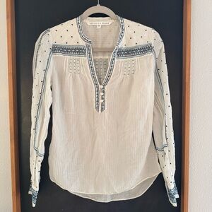 Veronica Beard White and Blue womens Blouse 0